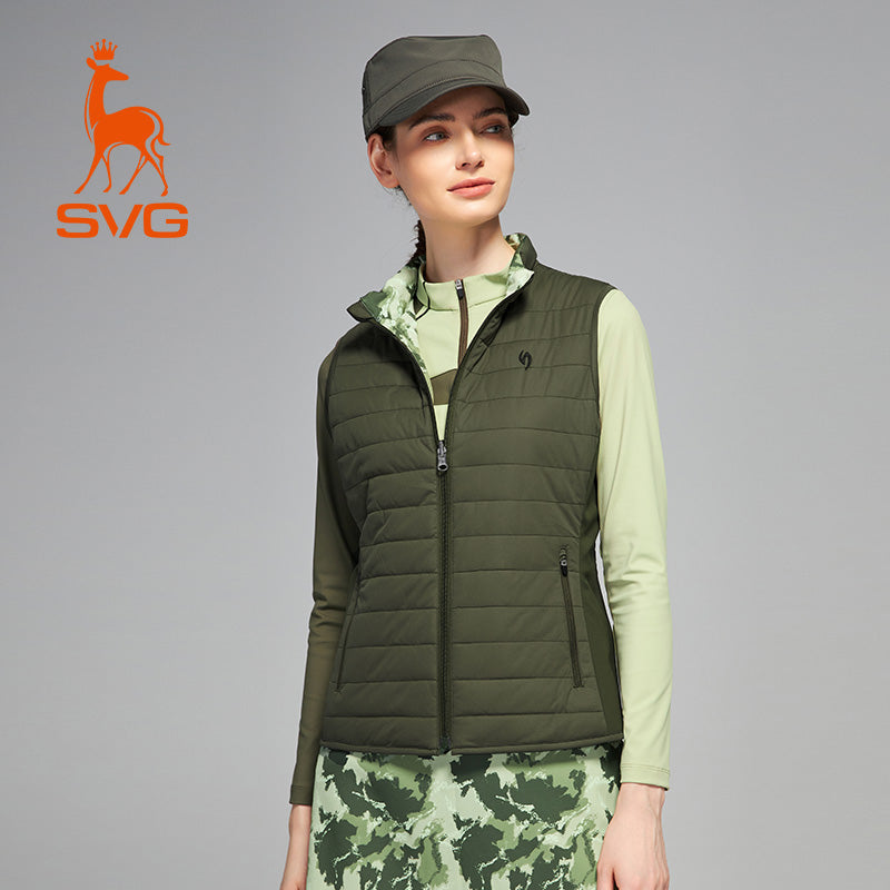 SVG Women's Quilted Cotton Vest Camouflage Print Double-Sided Wear