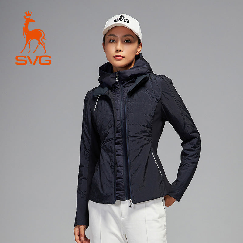 SVG Golf Women's Detachable Hooded Quilted Jacket