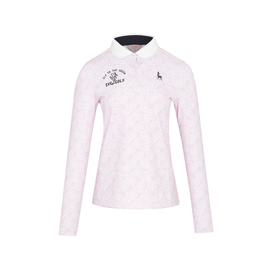 SVG Golf Women's Pink Rose Print Long Sleeve T-shirt