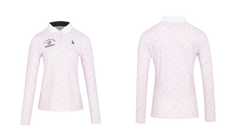 SVG Golf Women's Pink Rose Print Long Sleeve T-shirt