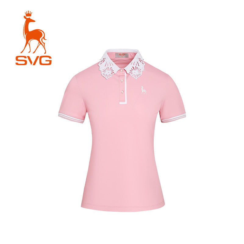 SVG Golf Cutout Embroidered Lapel Polo