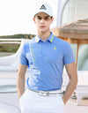SVG Golf Men's Lapel Knitted Stretch Short Sleeve