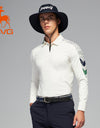 SVG Golf Men's Off-White Printed Long-Sleeved Polo Shirt