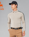 SVG Golf Men's Contrast Color Stitching Long Sleeve Polo Shirt