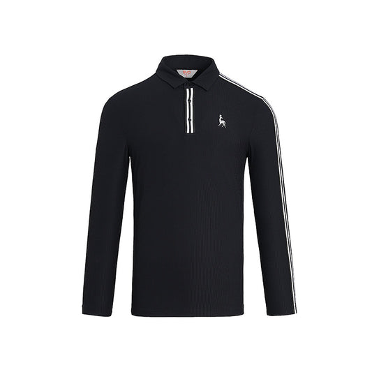 SVG Men's Black Long-Sleeved Lapel Polo Shirt