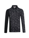 SVG Men's Black Patchwork Print Long-sleeved  Polo Shirt