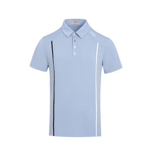 SVG Golf Men's Haze Blue Stripe Print Short Sleeve Polo Shirt