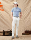 SVG Golf Men's Haze Blue Stripe Print Short Sleeve Polo Shirt