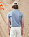 SVG Golf Men's Haze Blue Stripe Print Short Sleeve Polo Shirt