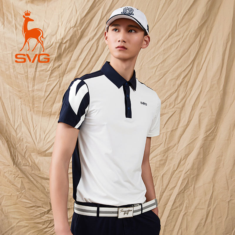 SVG Men's Contrast Color Short Sleeve Lapel Polo Shirt