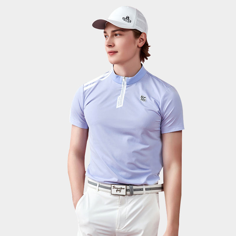 SVG Golf Men's Light Purple Stand Collar T-shirt