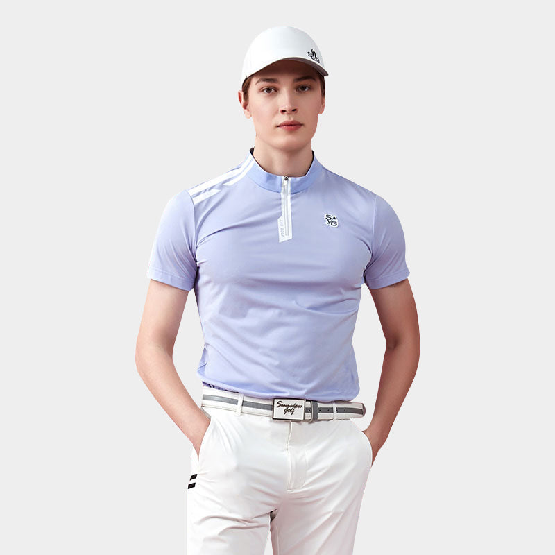 SVG Golf Men's Light Purple Stand Collar T-shirt