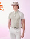 SVG Golf Men's Off-White Color Block Lapel Polo Shirt