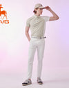 SVG Golf Men's Off-White Color Block Lapel Polo Shirt