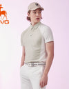 SVG Golf Men's Off-White Color Block Lapel Polo Shirt