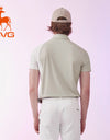 SVG Golf Men's Off-White Color Block Lapel Polo Shirt