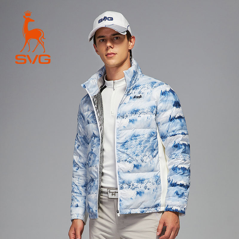 SVG Golf Men's Print Stand Collar Down Jacket