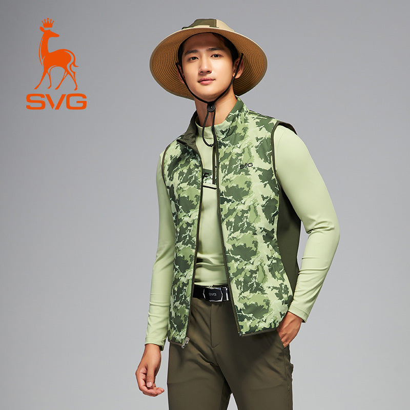 SVG Men's Quilted Cotton Vest Camouflage Print Double-Sided Wear