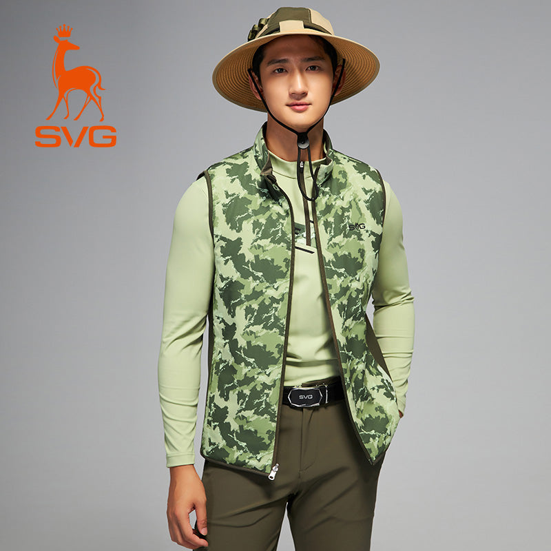 SVG Men's Quilted Cotton Vest Camouflage Print Double-Sided Wear