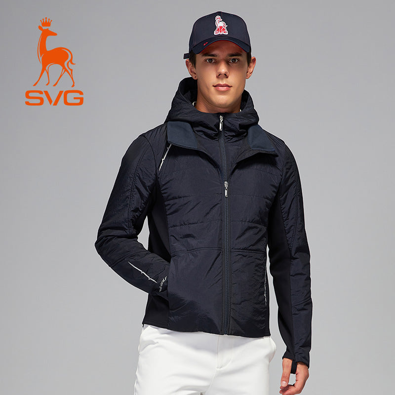 SVG Golf Men's Detachable Hooded Quilted Jacket