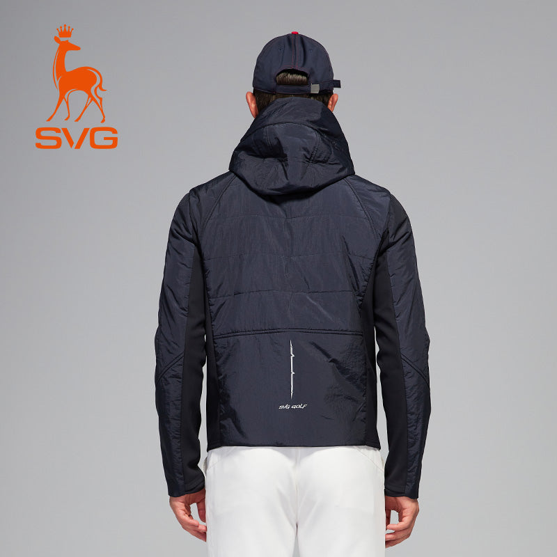 SVG Golf Men's Detachable Hooded Quilted Jacket