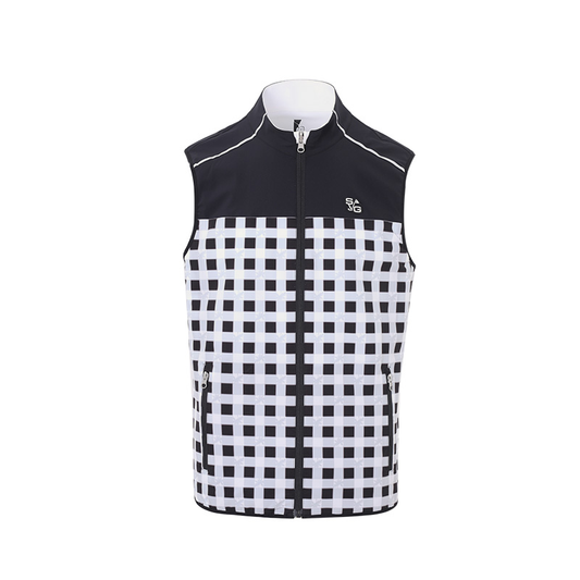 SVG Golf Men's Black and White Plaid Print Vest Double-Sided Wear