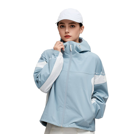SVG Golf Women's Waterproof Light Blue Hooded Raincoat Sport Jacket