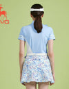 SVG Golf Women's Blue Stitched Short-sleeved T-shirt Bow Neckline