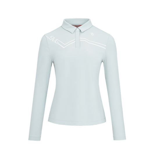 SVG Golf Women's Light Green Mandarin Collar Long Sleeve T-Shirt