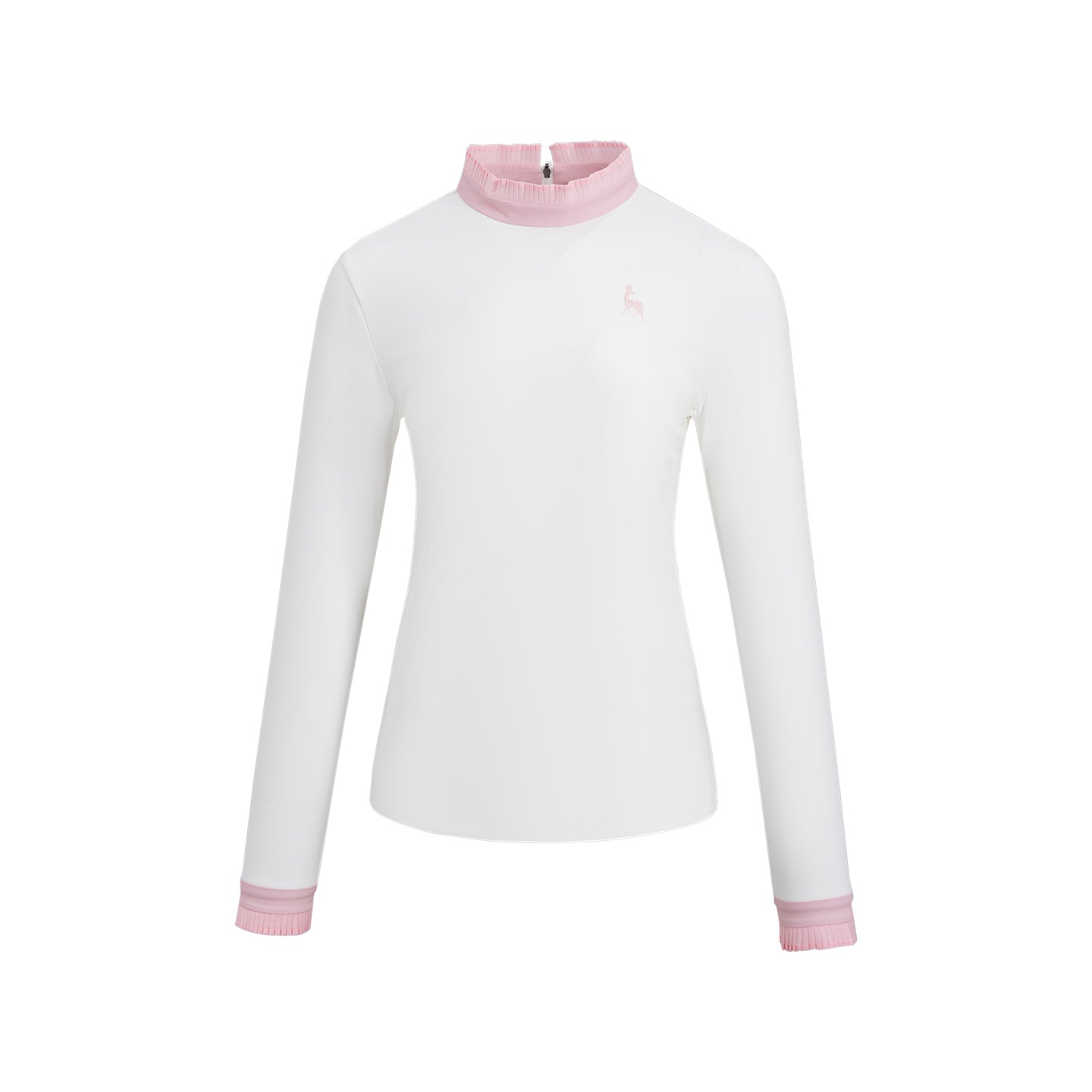 SVG Golf Women's Pink-White Stand Collar Long Sleeve T-Shirt