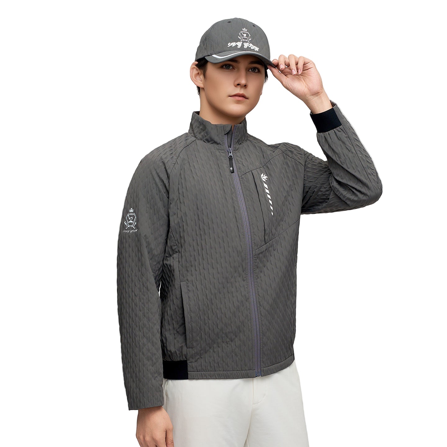 SVG Golf Men's Textured Slim Fit Zip-Up Sport Jacket