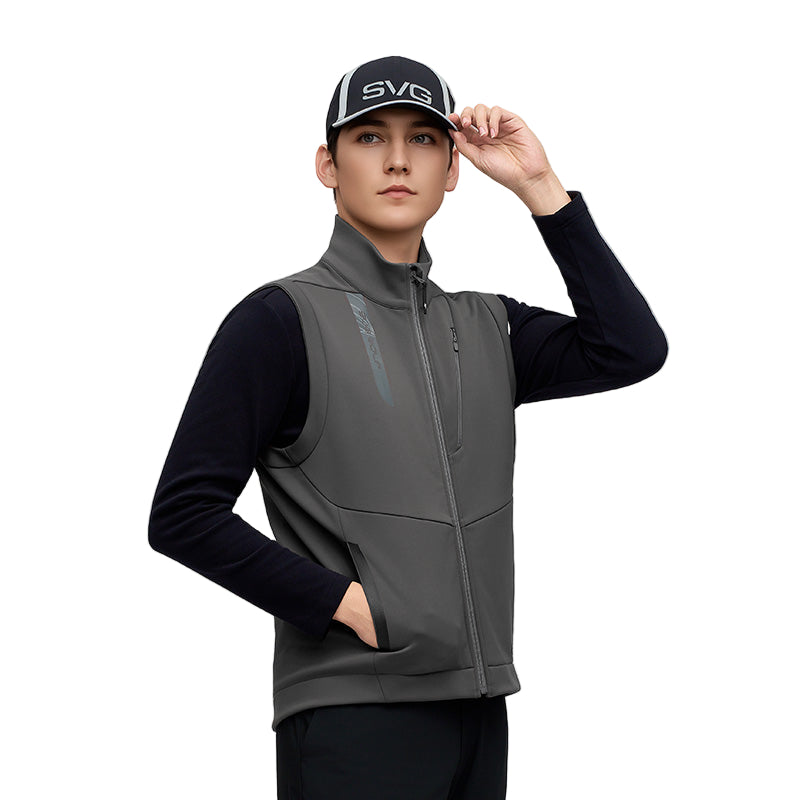 SVG Golf Men's  Warm Color-blocked Zipper Stand Collar Sports Vest