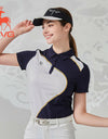 SVG Golf 23 autumn/winter women's new color collage short-sleeved t-shirt lapel POLO shirt blouse