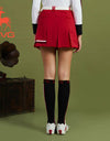 SVG Golf 23 autumn and winter new women's red striped printed pleated skirt