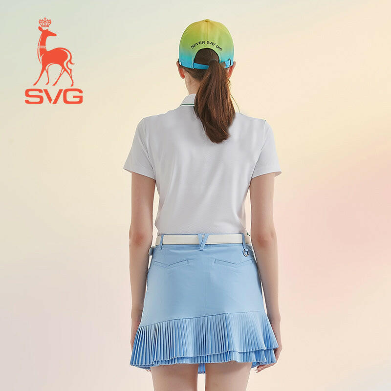 SVG Golf Women's Blue and Green Wave Printed Polo