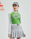 SVG Golf Women's Green Stitched Long-sleeved T-shirt Stand Collar