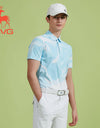 SVG Golf Men's Blue Printed Short-Sleeved Polo Shirt