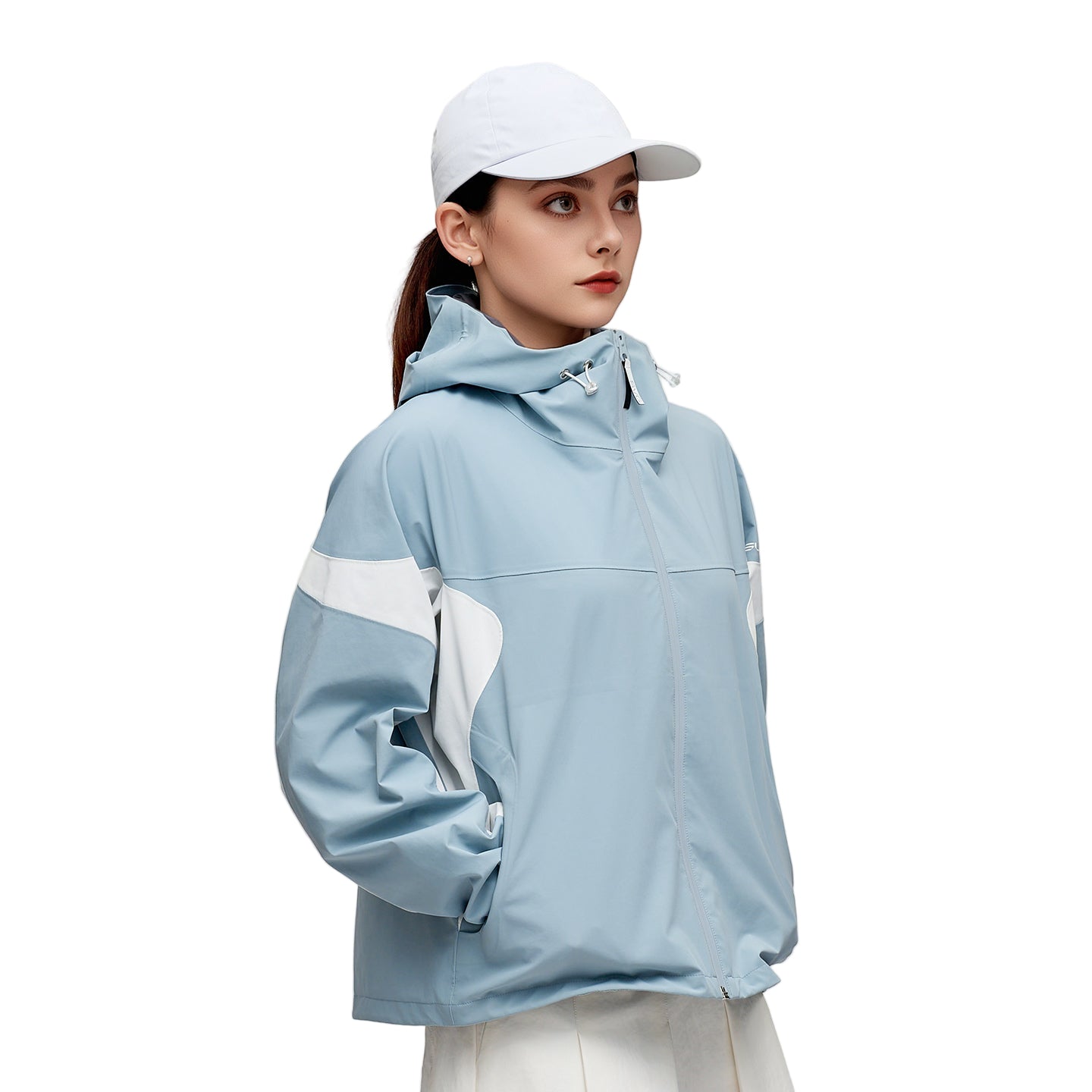 SVG Golf Women's Waterproof Light Blue Hooded Raincoat Sport Jacket