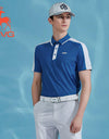 SVG Golf Men's Blue Stitched Short-sleeved Polo