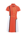 SVG Golf 23 spring and summer new women's orange chiffon stitching short-sleeved dress vertical collar sports cheongsam women