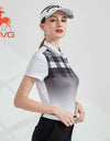 SVG Golf women's black and white plaid printed short-sleeved polo shirt