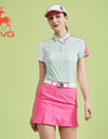SVG Golf 23 spring and summer new women's light green stitched short-sleeved T-shirt fashion lapel blouse