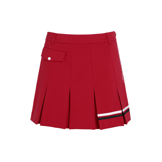 SVG Golf  Women's Red Striped Printed Pleated Skort