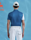 SVG Golf Men's Blue Stitched Short-sleeved Polo Shirt