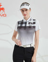 SVG Golf 23 New Spring and summer women's black and white plaid printed short-sleeved T-shirt polo shirt