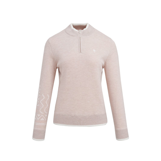 SVG Golf Women's Lined Slim Fit Stand Collar Half-Zip Wool Sweater