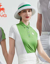 SVG Golf 23 spring/summer new women's green stitched short-sleeved T-shirt lapel polo shirt