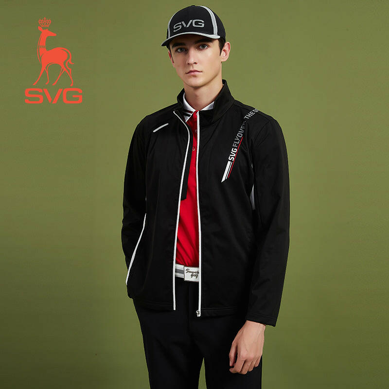 SVG Golf autumn and winter men's black-and-white jacket zipper windbreaker