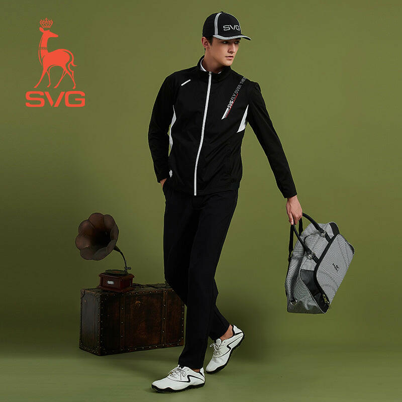 SVG Golf autumn and winter men's black-and-white jacket zipper windbreaker