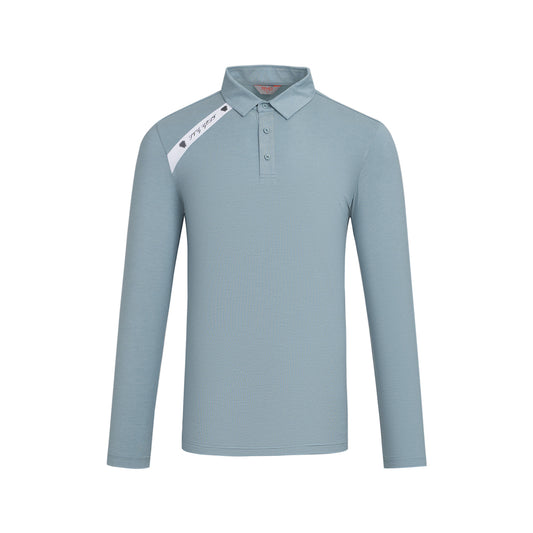 SVG Golf Men's Colorblock Zip Stand Collar Long Sleeve T-Shirt